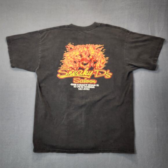 Sneaky Ds Saloon Mens Shirt Black Wolf Faded Thrashed Distressed St Pete Florida - Picture 1 of 9